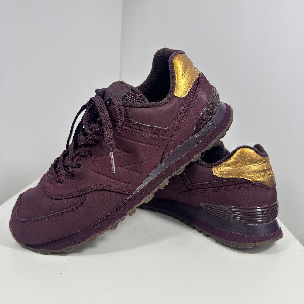 New Balance 574 Molten Maroon Men 8.5 Maroon Gold Sneaker ML574MTC